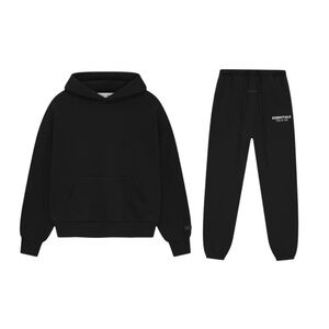 Essentials Fear of God Jet Black Hoodie & Sweatpants Set SS25 | XXS-XXL
